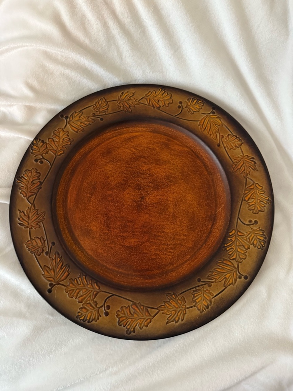 Decorative Brown Oak Leaf Charger Plate - Home Dining